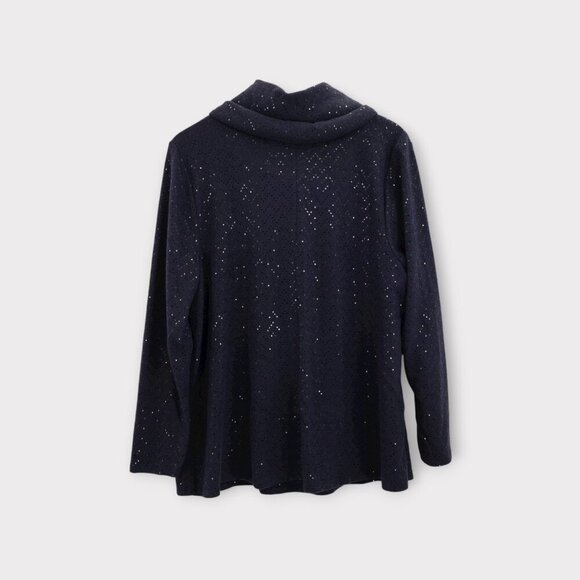 NWT Lane Bryant Sweater Plus Size 14/16 Cowl Neck Blue Sequins Stretch Pullover - Picture 9 of 16